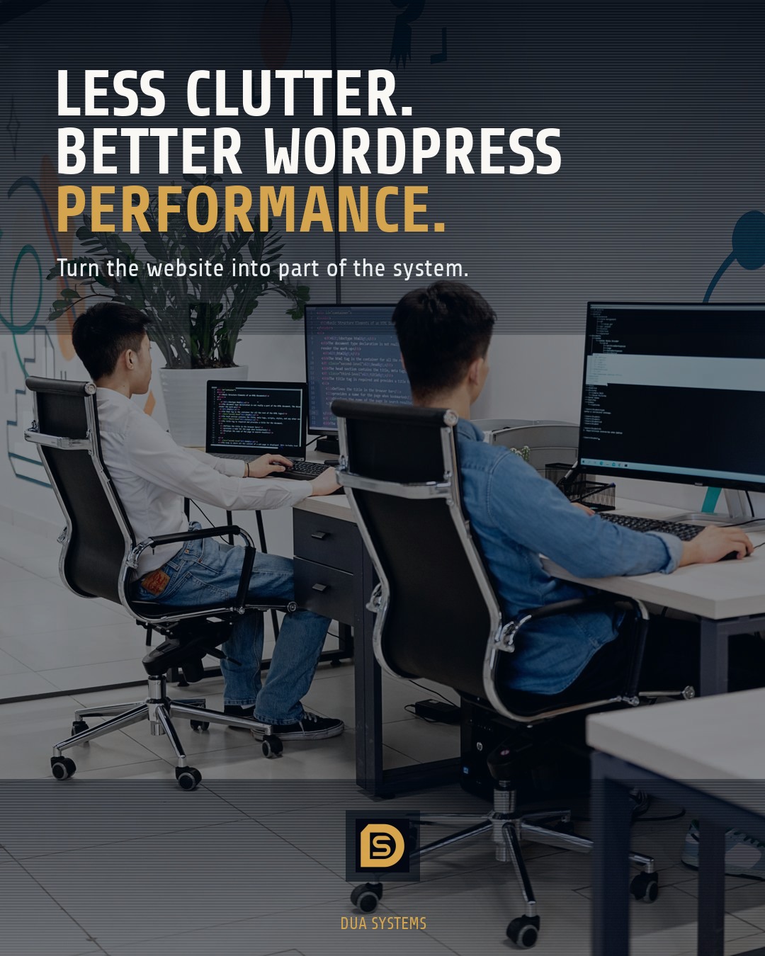 A clean modern workspace with a laptop displaying organized code and system architecture.
